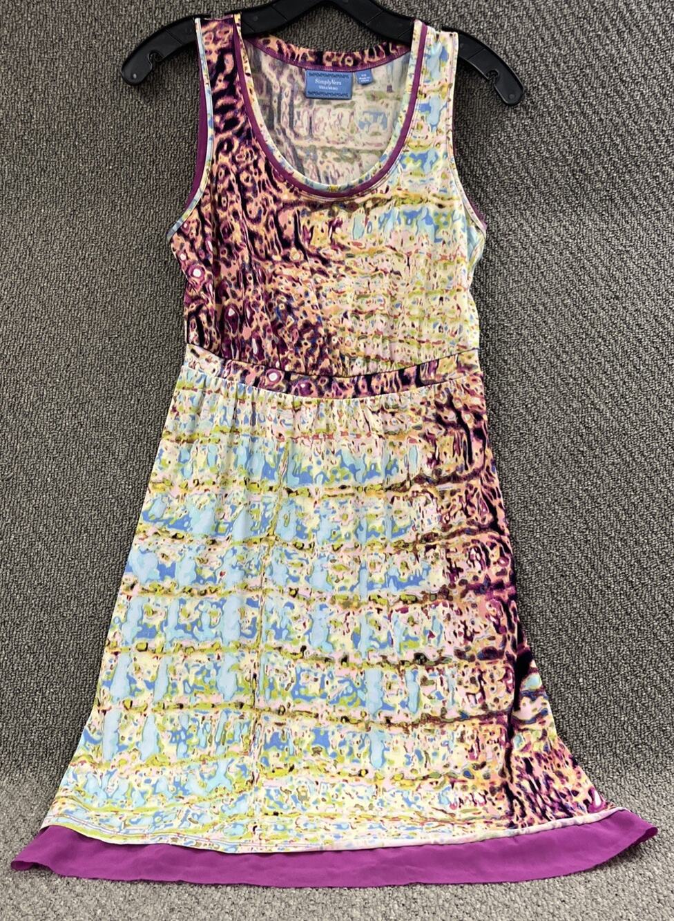 Simply Vera Vera Wang Womens Abstract Animal Print Henley Tank Top Magenta Sz XS